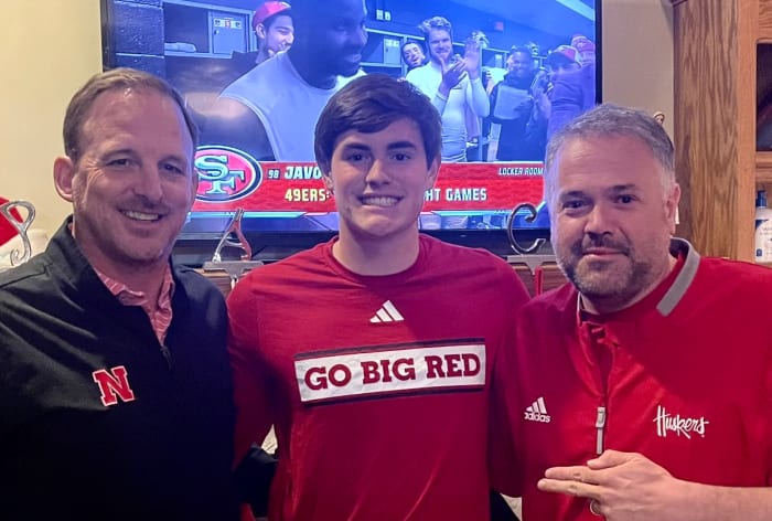 Daniel Kaelin with offensive coordinator Marcus Satterfield (left) and head coach Matt Rhule in early December 2023.